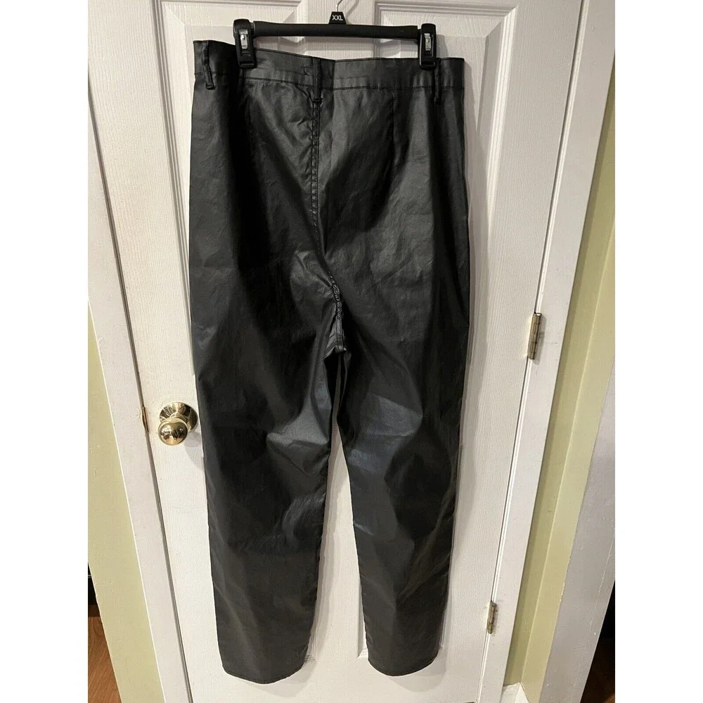 Boohoo jeans Womens Tall sz 14 vegan leather coated Split Hem Straight Leg New